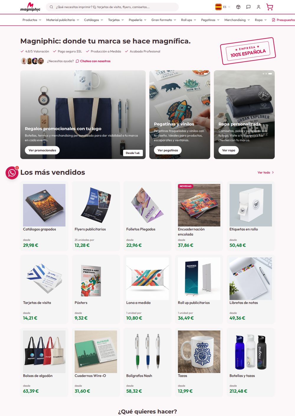 Tienda online Magniphic, creada con Prospherica